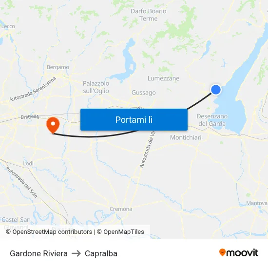 Gardone Riviera to Capralba map