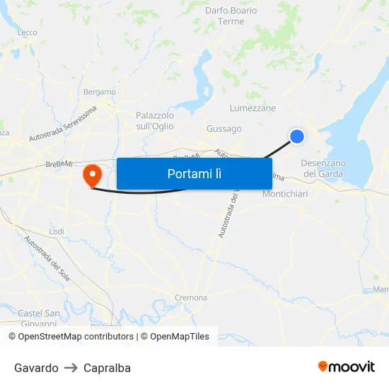 Gavardo to Capralba map