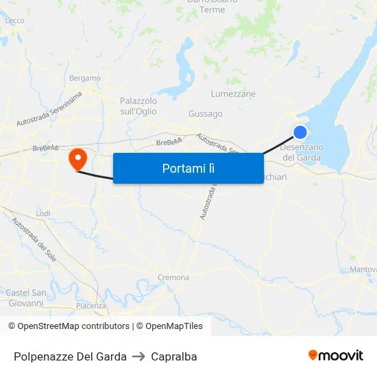 Polpenazze Del Garda to Capralba map