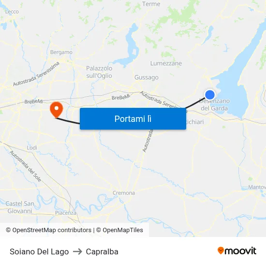 Soiano Del Lago to Capralba map