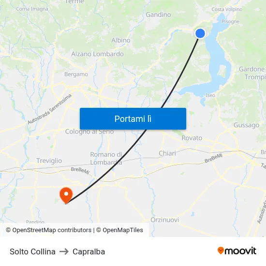 Solto Collina to Capralba map