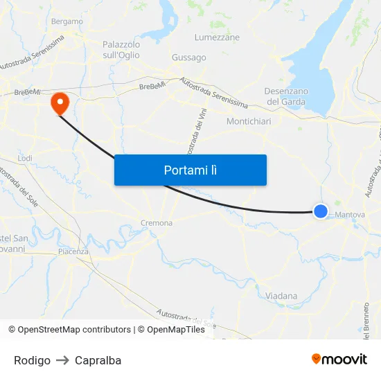 Rodigo to Capralba map