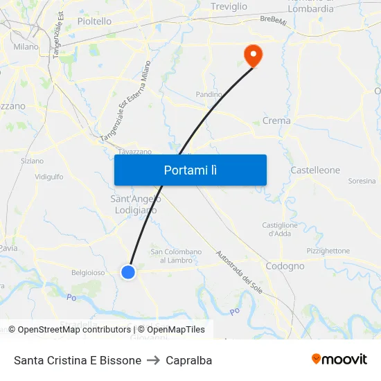 Santa Cristina E Bissone to Capralba map