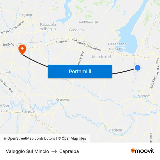 Valeggio Sul Mincio to Capralba map