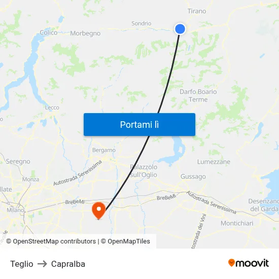 Teglio to Capralba map