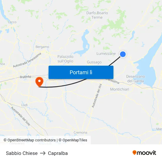 Sabbio Chiese to Capralba map