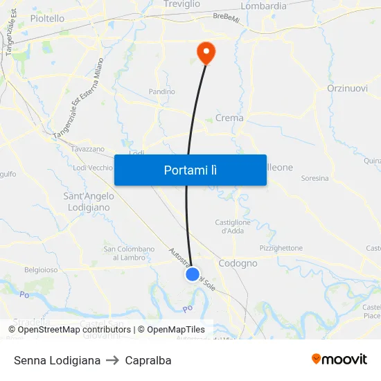 Senna Lodigiana to Capralba map