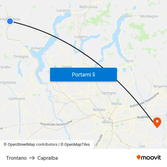 Trontano to Capralba map