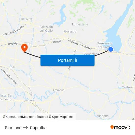 Sirmione to Capralba map