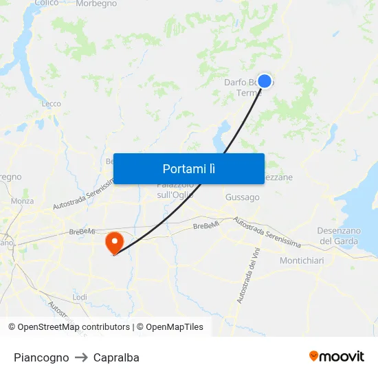 Piancogno to Capralba map