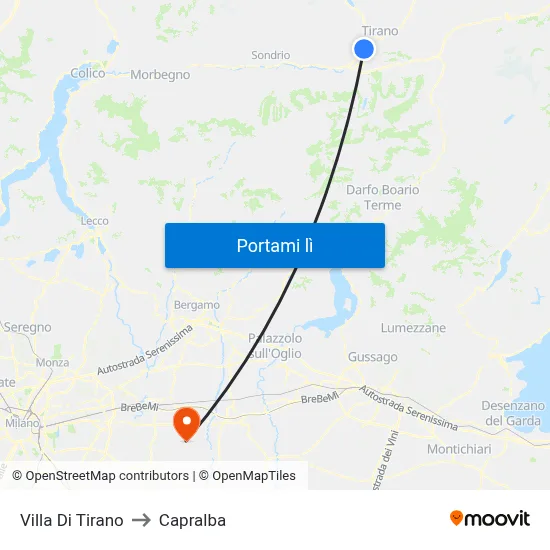 Villa Di Tirano to Capralba map