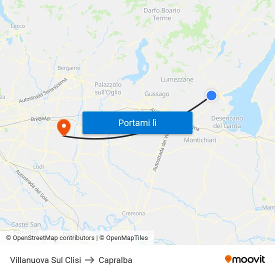 Villanuova Sul Clisi to Capralba map