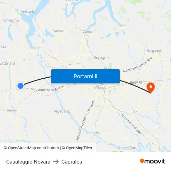 Casaleggio Novara to Capralba map