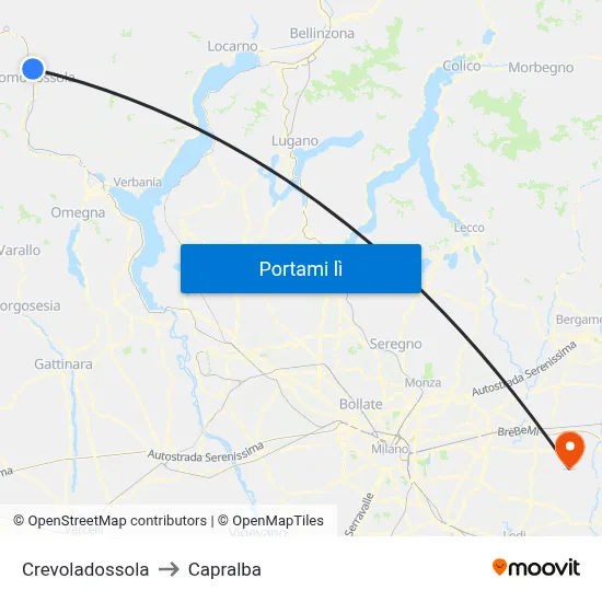 Crevoladossola to Capralba map