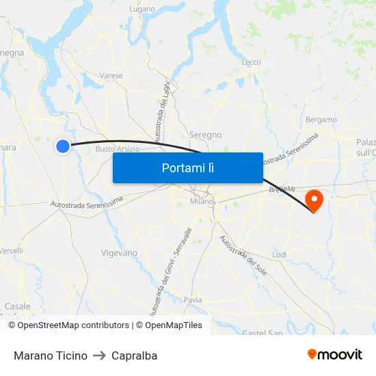 Marano Ticino to Capralba map