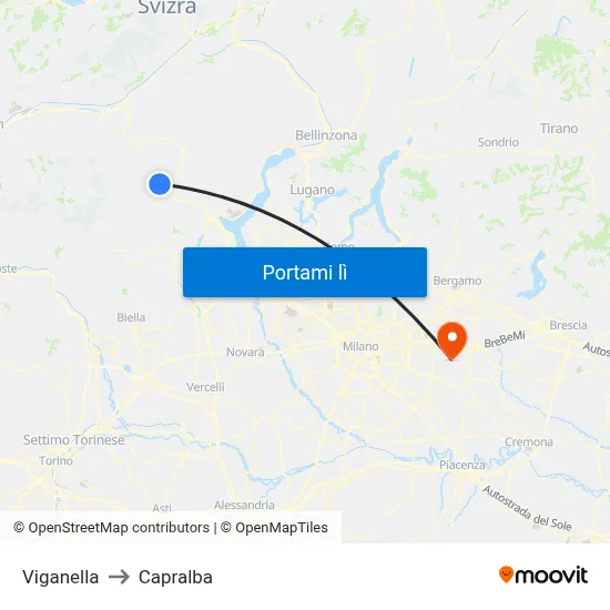 Viganella to Capralba map