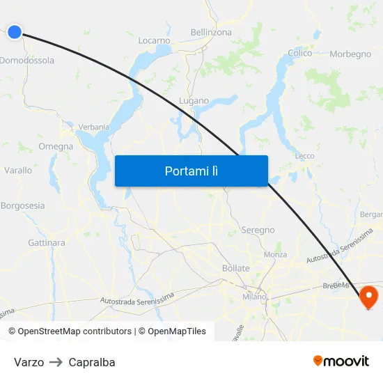 Varzo to Capralba map