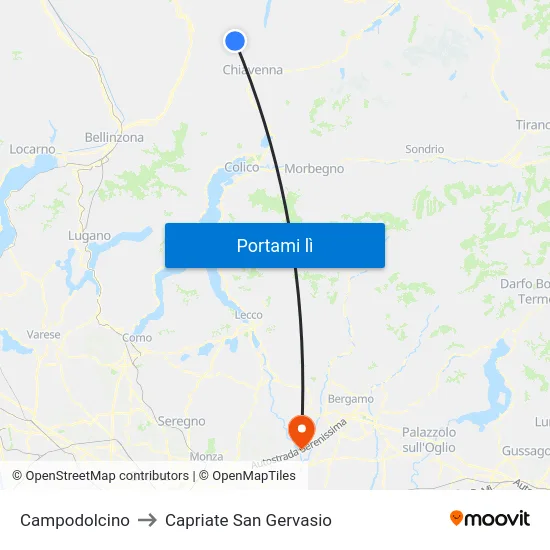 Campodolcino to Capriate San Gervasio map