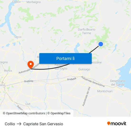 Collio to Capriate San Gervasio map