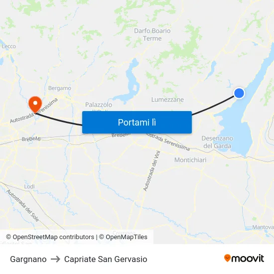 Gargnano to Capriate San Gervasio map