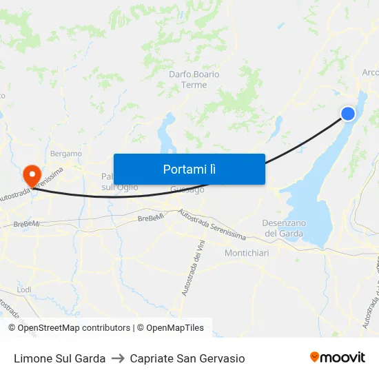 Limone Sul Garda to Capriate San Gervasio map