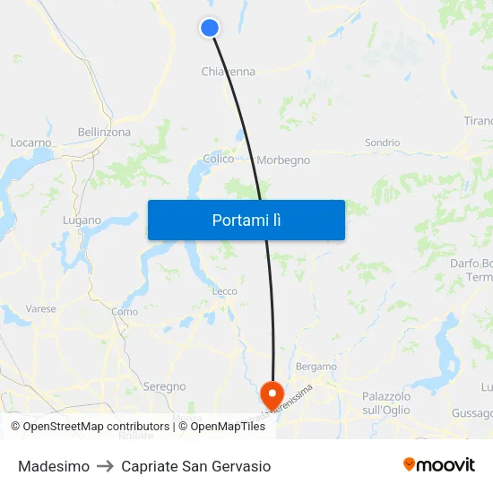 Madesimo to Capriate San Gervasio map
