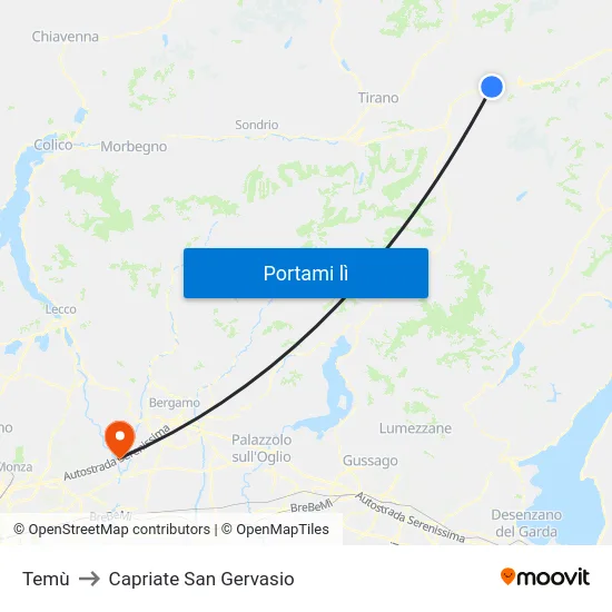 Temù to Capriate San Gervasio map