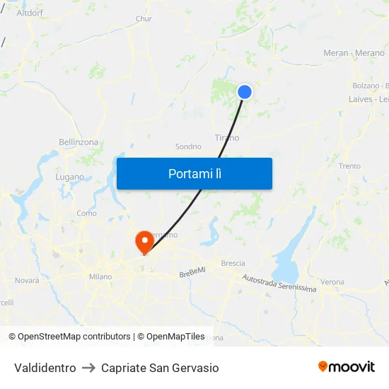 Valdidentro to Capriate San Gervasio map