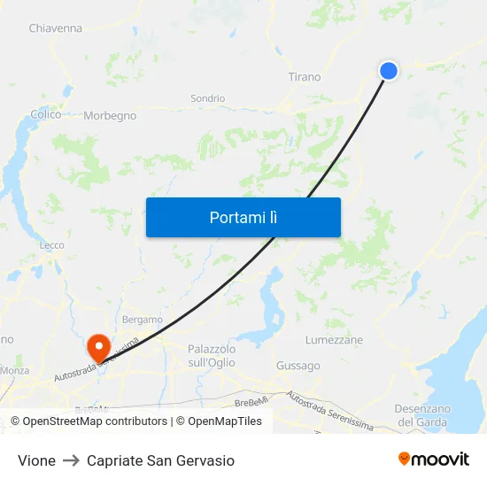 Vione to Capriate San Gervasio map