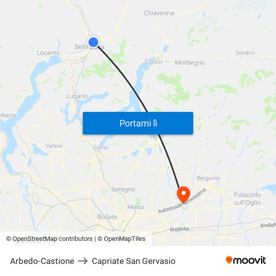 Arbedo-Castione to Capriate San Gervasio map