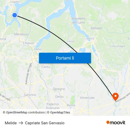 Melide to Capriate San Gervasio map