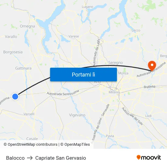 Balocco to Capriate San Gervasio map