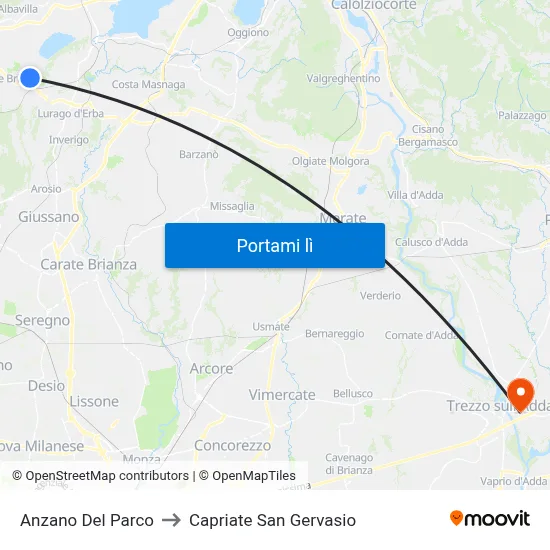Anzano Del Parco to Capriate San Gervasio map