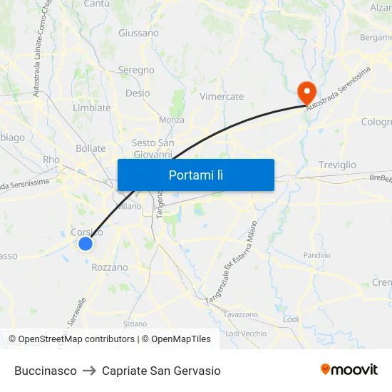Buccinasco to Capriate San Gervasio map