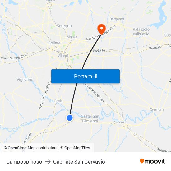 Campospinoso to Capriate San Gervasio map