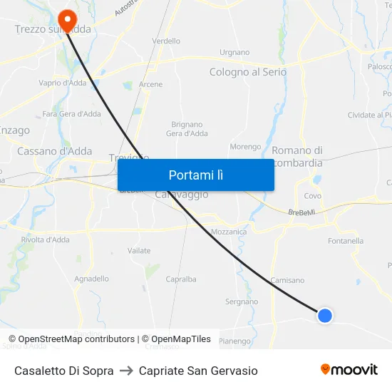Casaletto Di Sopra to Capriate San Gervasio map
