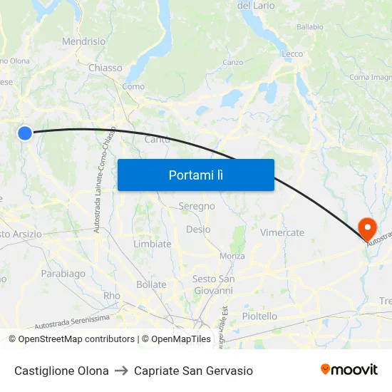 Castiglione Olona to Capriate San Gervasio map