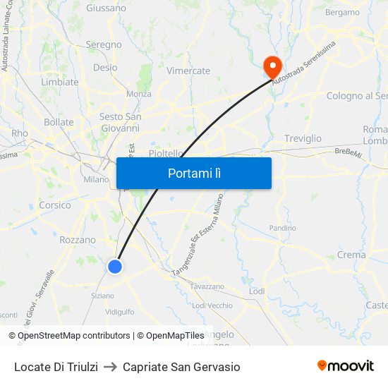 Locate Di Triulzi to Capriate San Gervasio map