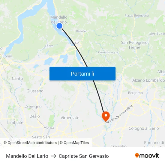 Mandello Del Lario to Capriate San Gervasio map