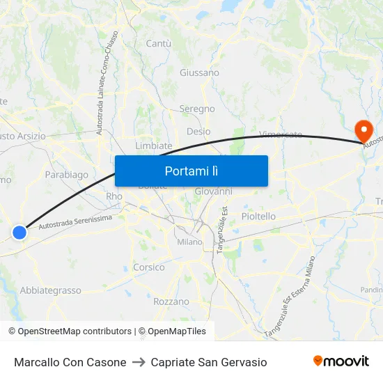 Marcallo Con Casone to Capriate San Gervasio map