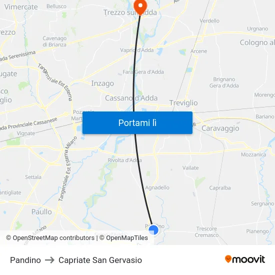 Pandino to Capriate San Gervasio map