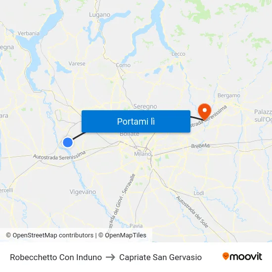 Robecchetto Con Induno to Capriate San Gervasio map