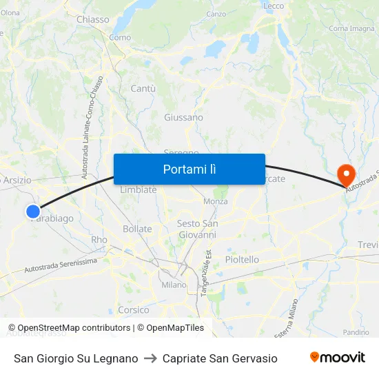 San Giorgio Su Legnano to Capriate San Gervasio map