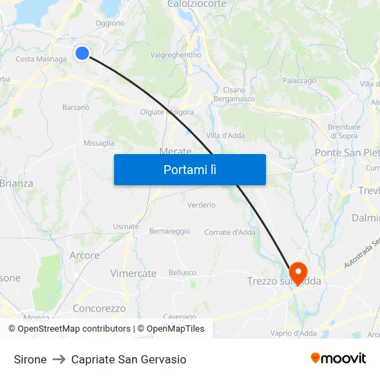 Sirone to Capriate San Gervasio map