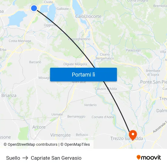 Suello to Capriate San Gervasio map