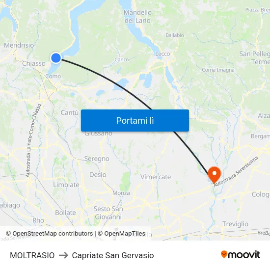 MOLTRASIO to Capriate San Gervasio map