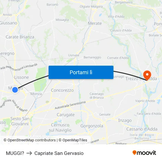 MUGGI? to Capriate San Gervasio map