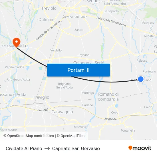 Cividate Al Piano to Capriate San Gervasio map