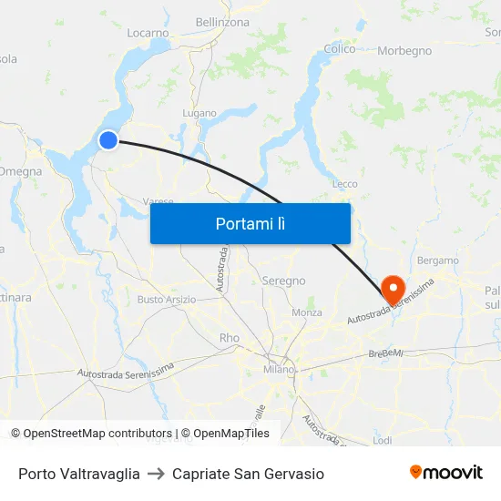 Porto Valtravaglia to Capriate San Gervasio map