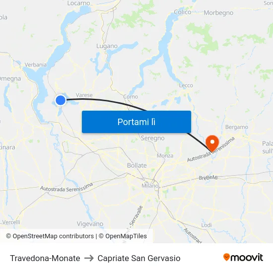 Travedona-Monate to Capriate San Gervasio map
